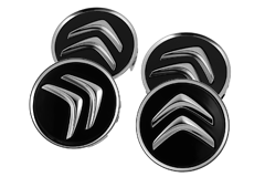Set of 4 central wheel caps in black, featuring the new-image logo.