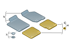 RUBBER FLOOR MATS, REAR, VW CADDY